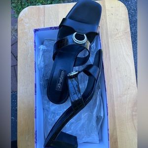 Brighton black leather heel